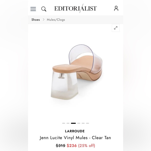 LARROUDE 
Jenn Lucite Vinyl Mules - Clear Tan - Picture 4 of 12